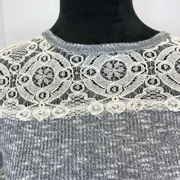 Rewind grey long sleeve top with cream lace detail, size x small - Picture 2 of 12